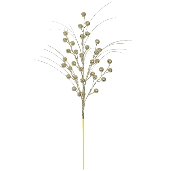 Pick natalino Azevinho Berry dourado com glitter 58 cm