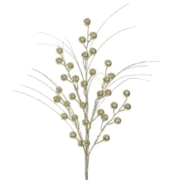 Pick natalino Azevinho Berry dourado com glitter 58 cm