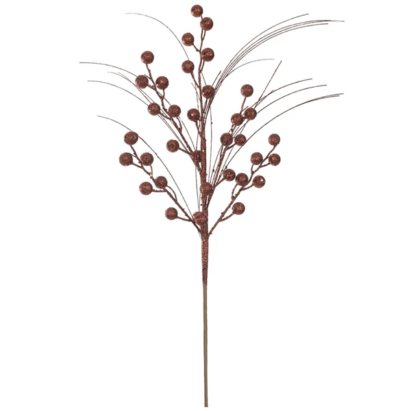 Pick natalino Azevinho Berry marrom com glitter 58 cm