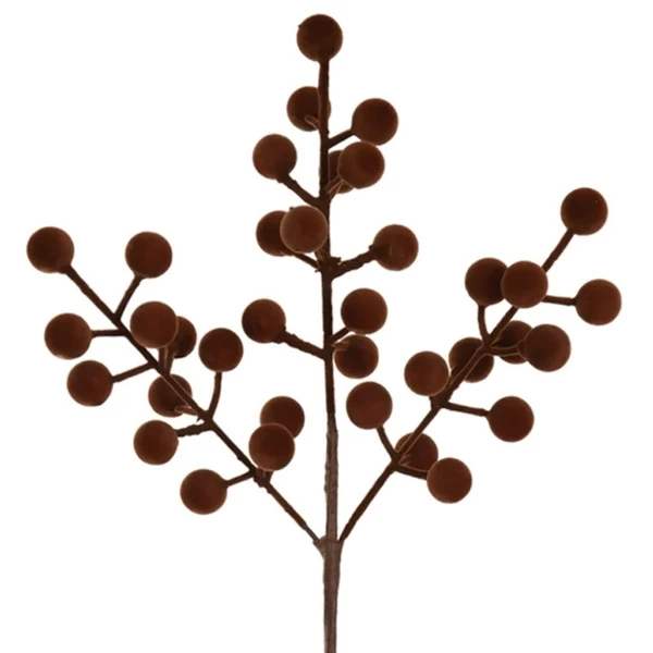 Pick natalino Azevinho Berry marrom de veludo 25 cm
