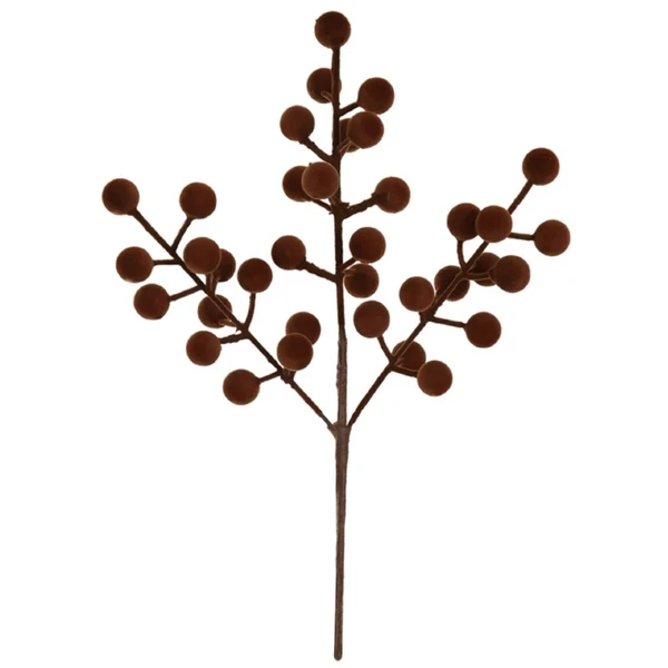Pick natalino Azevinho Berry marrom de veludo 25 cm