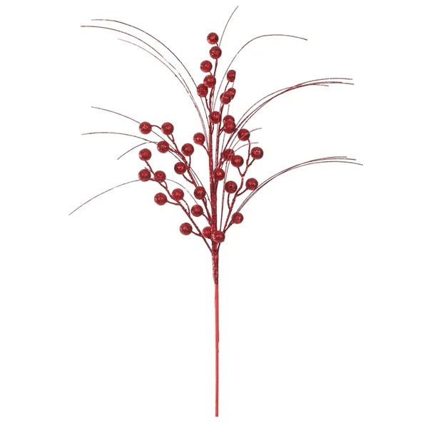 Pick natalino Azevinho Berry vermelho com glitter 58 cm