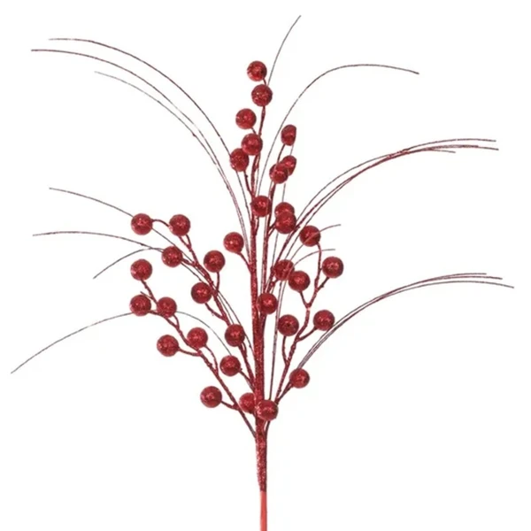 Pick natalino Azevinho Berry vermelho com glitter 58 cm