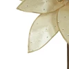Pick natalino Flor Poinsétia Bico de Papagaio dourado em veludo com pontos de luz 20 cm
