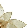Pick natalino Flor Poinsétia Bico de Papagaio dourado em veludo com pontos de luz 20 cm
