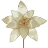 Pick natalino Flor Poinsétia Bico de Papagaio dourado em veludo com pontos de luz 20 cm