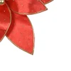 Pick natalino Flor Poinsétia Bico de Papagaio vermelho em veludo com pontos de luz 20 cm