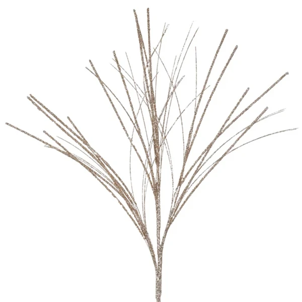Pick natalino capim Grass champanhe com glitter 87 cm