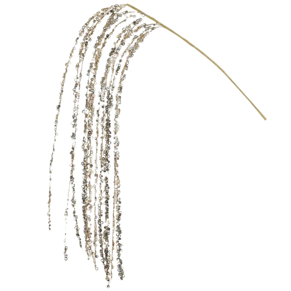 Pick natalino capim Grass champanhe com glitter e lantejoulas 88 cm