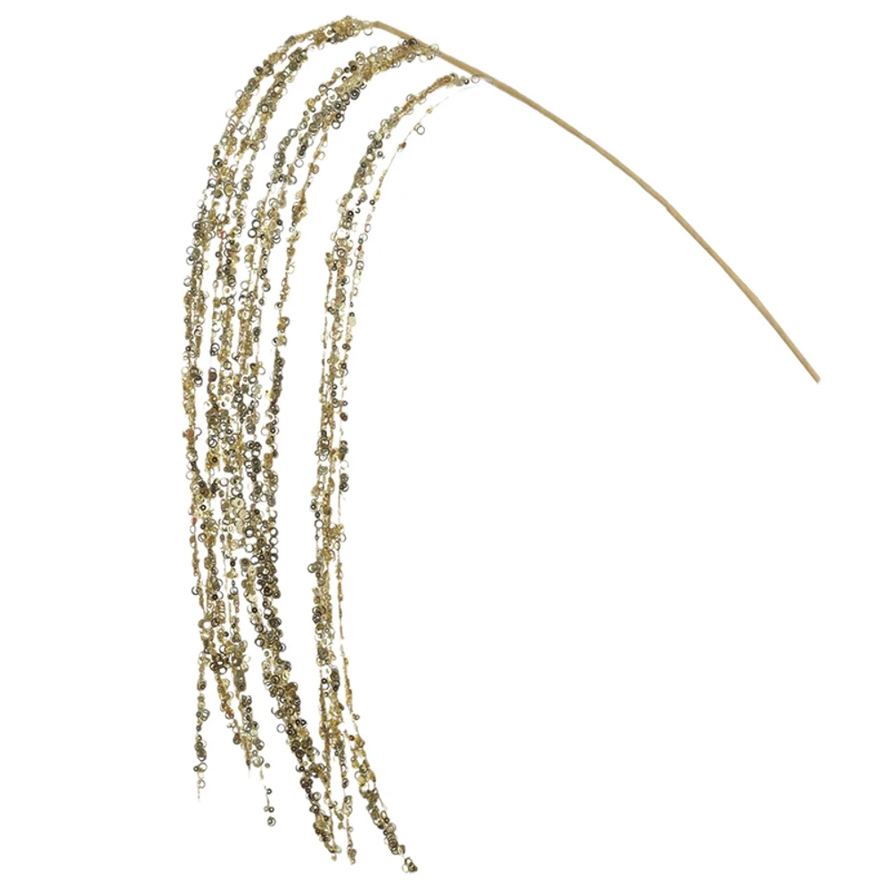 Pick natalino capim Grass dourado com glitter e lantejoulas 88 cm