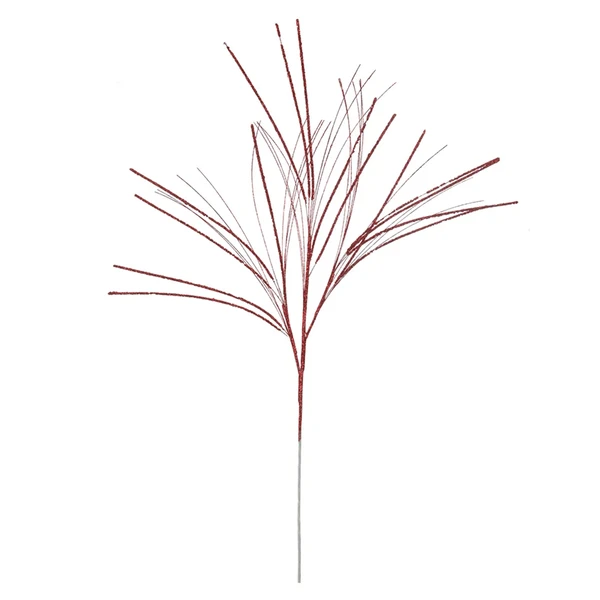 Pick natalino capim Grass vermelho com glitter 87 cm