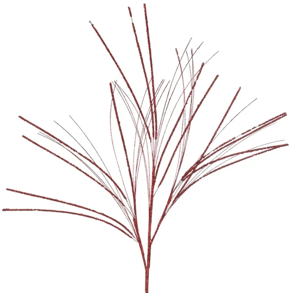Pick natalino capim Grass vermelho com glitter 87 cm