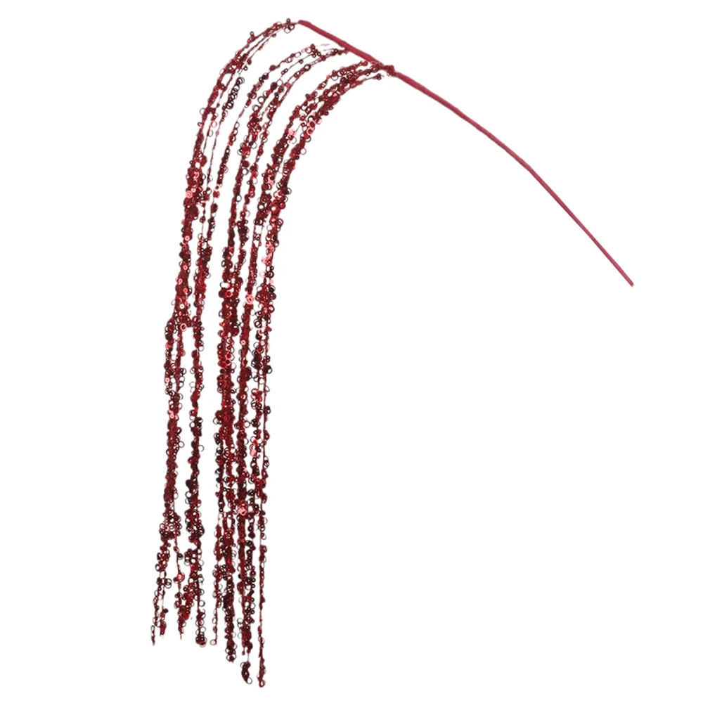 Pick natalino capim Grass vermelho com glitter e lantejoulas 88 cm