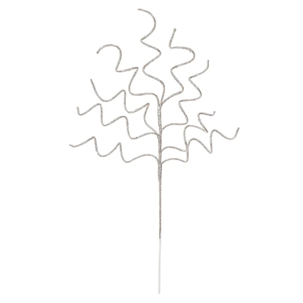 Pick natalino espiral champanhe com glitter para complemento de arranjos 85 cm