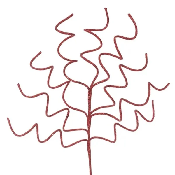 Pick natalino espiral vermelho com glitter para complemento de arranjos 85 cm