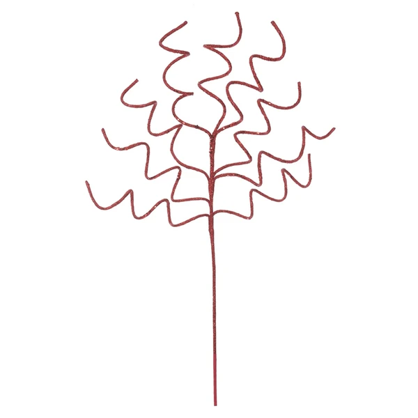 Pick natalino espiral vermelho com glitter para complemento de arranjos 85 cm
