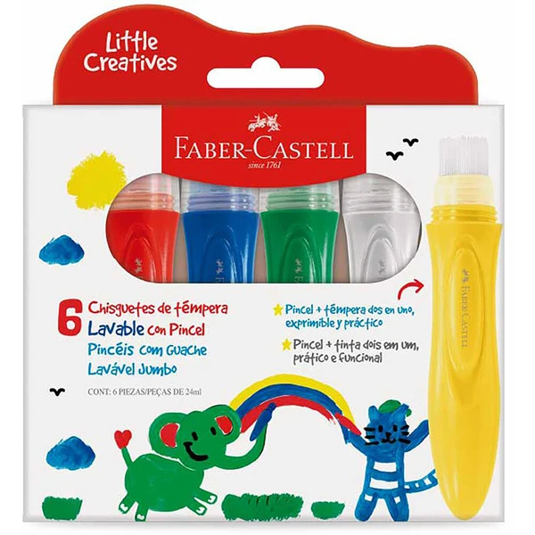 Pincel de tinta guache Jumbo 6 cores Faber-Castell