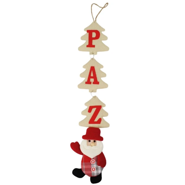 Pingente de porta pendente Paz com Papai Noel, Boneco de Neve ou Rena 40 cm