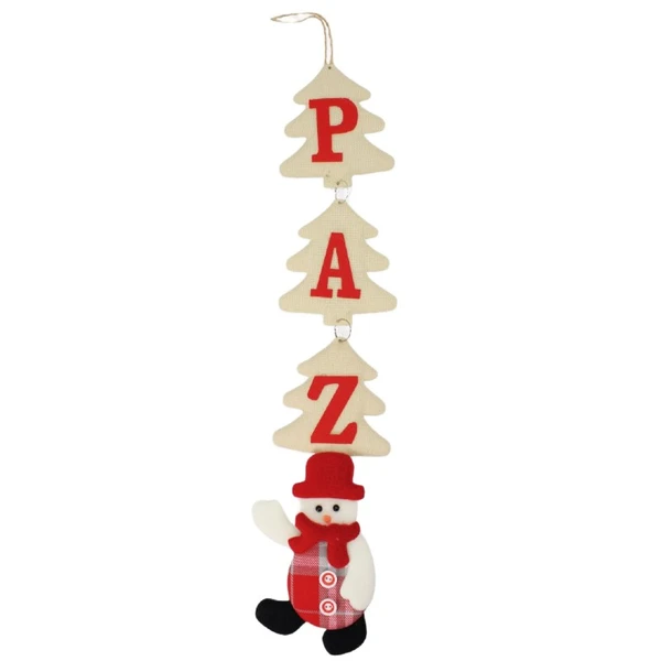 Pingente de porta pendente Paz com Papai Noel, Boneco de Neve ou Rena 40 cm