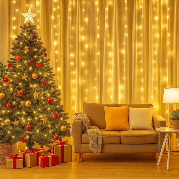 Pisca pisca Cortina Fio de Fada luz quente 800 lâmpadas LED 1 m x 3 m (bivolt)