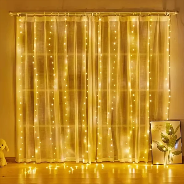 Pisca pisca Cortina Fio de Fada luz quente 800 lâmpadas LED 1 m x 3 m (bivolt)