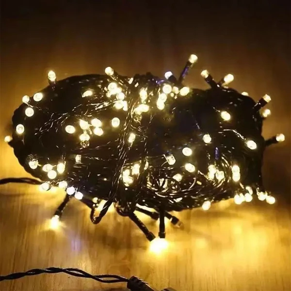 Pisca pisca Strobo luz quente com fio verde 100 lâmpadas LED 9 metros (220V)