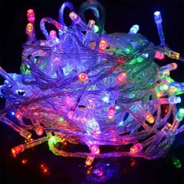 Pisca pisca colorido com fio incolor 100 lâmpadas LED 10 metros (220V)