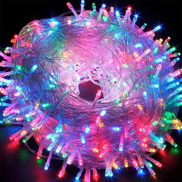 Pisca pisca colorido com fio incolor 100 lâmpadas LED 10 metros (220V)