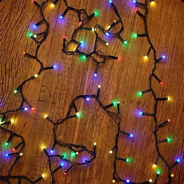 Pisca pisca colorido com fio verde 100 lâmpadas LED 10 metros (220V)