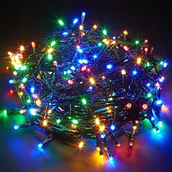 Pisca pisca colorido com fio verde 100 lâmpadas LED 10 metros (220V)