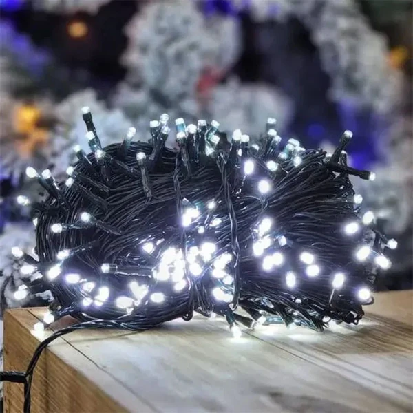 Pisca pisca luz fria com fio verde 100 lâmpadas LED 10 metros (220V)