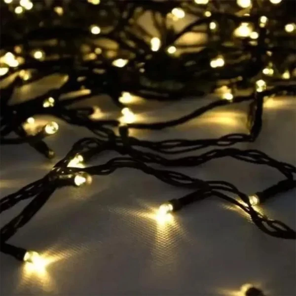 Pisca pisca luz quente com fio verde 100 lâmpadas LED 10 metros (220V)