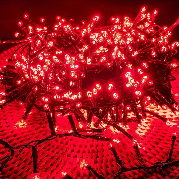 Pisca pisca vermelho com fio verde 100 lâmpadas LED 10 metros (220V)