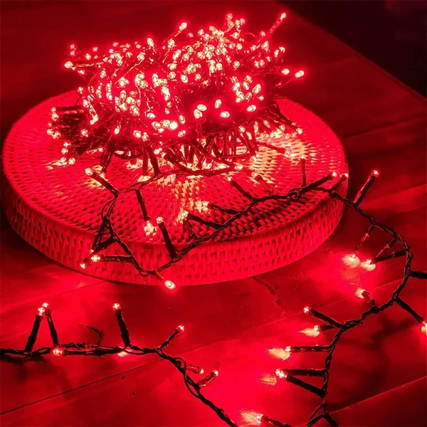 Pisca pisca vermelho com fio verde 100 lâmpadas LED 10 metros (220V)