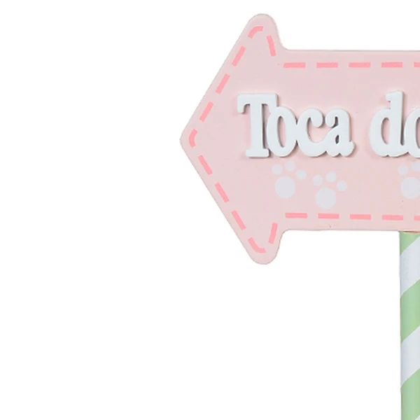 Placa decorativa de Páscoa Toca do Coelho rosa com verde 17,5x30,5x8,8