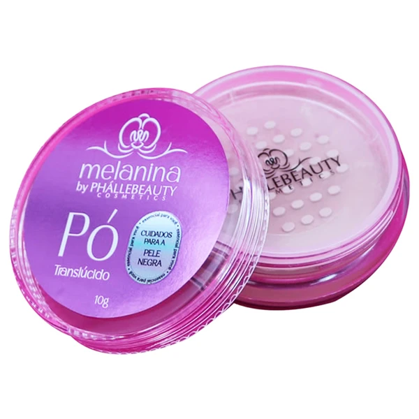 Pó facial solto translúcido para pele negra Melanina Phállebeauty