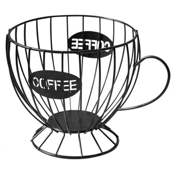 Porta cápsulas de café universal aramada preta em formato de xícara