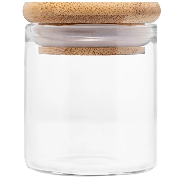 Porta condimentos de vidro borossilicato hermético com tampa de bambu Wolff 60 ml