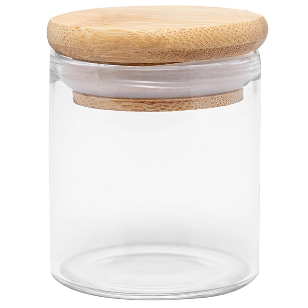 Porta condimentos de vidro borossilicato hermético com tampa de bambu Wolff 60 ml