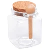 Porta condimentos de vidro com tampa de cortiça e colher de bambu Lyor 310 ml