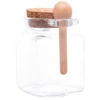 Porta condimentos de vidro com tampa de cortiça e colher de bambu Lyor 310 ml