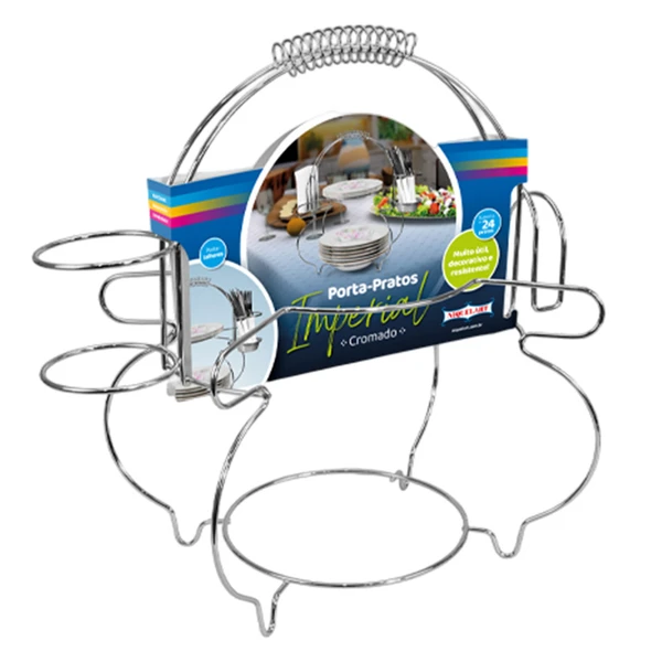 Porta pratos, talheres e guardanapos Imperial cromado 40x21,5x40