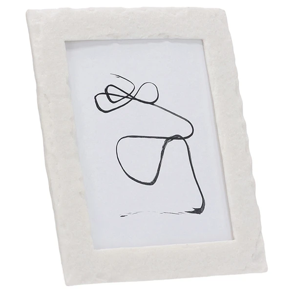 Porta retrato em poliresina texturizada efeito mármore branco 15x20
