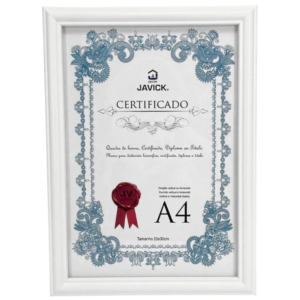 Porta retrato moldura para certificados, diplomas e documentos A4