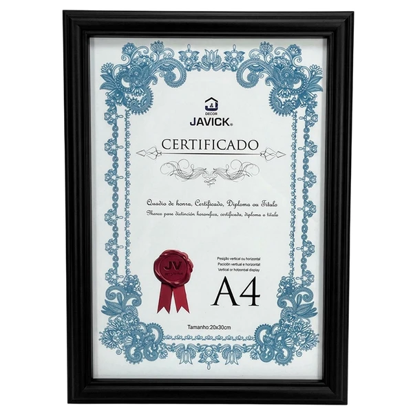 Porta retrato moldura para certificados, diplomas e documentos A4