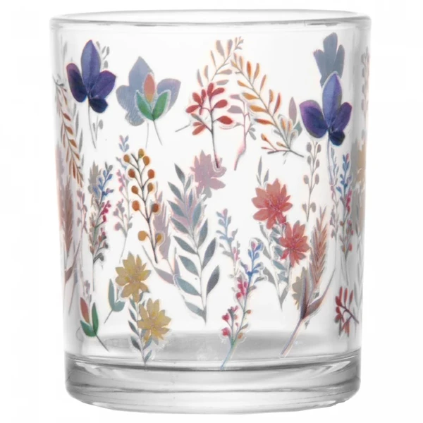 Porta vela de vidro Brisa Floral Wolff 7x6 2 unidades