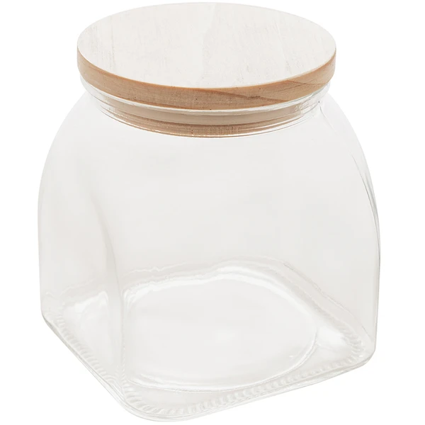Pote de vidro com tampa de bambu Lyor 720 ml