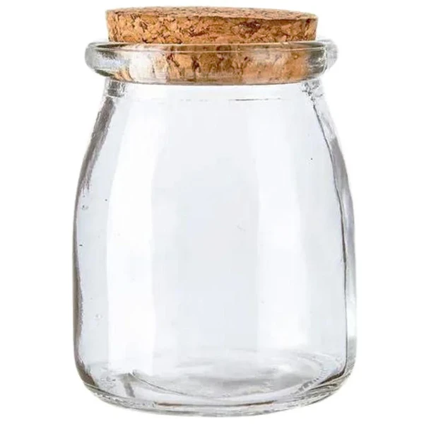 Pote de vidro com tampa de cortiça rolha 110 ml