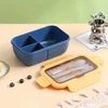 Pote marmita com divisórias e talheres reutilizáveis Lunch Box 1100 ml