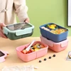 Pote marmita com divisórias e talheres reutilizáveis Lunch Box 1100 ml